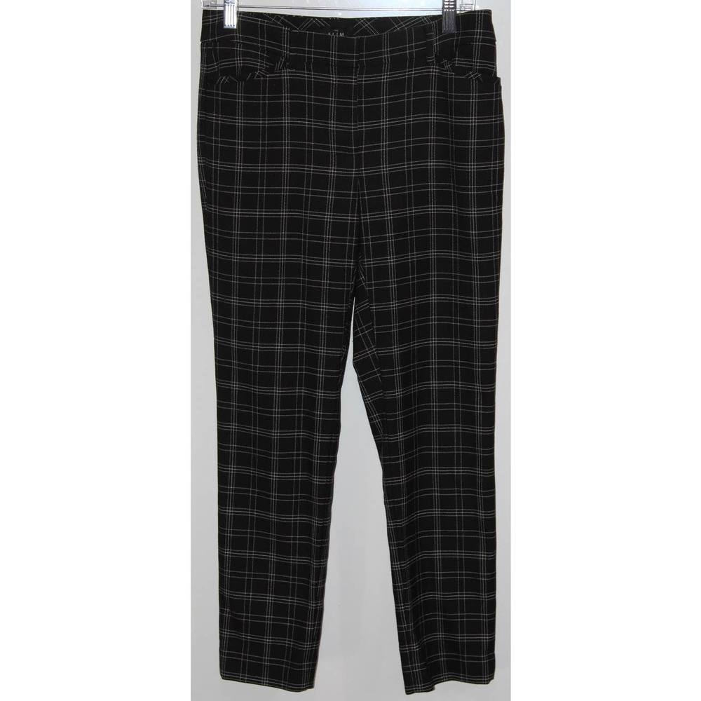 Women's White House Black Market WHBM Black Gray Cropped Pants Trousers Size 2